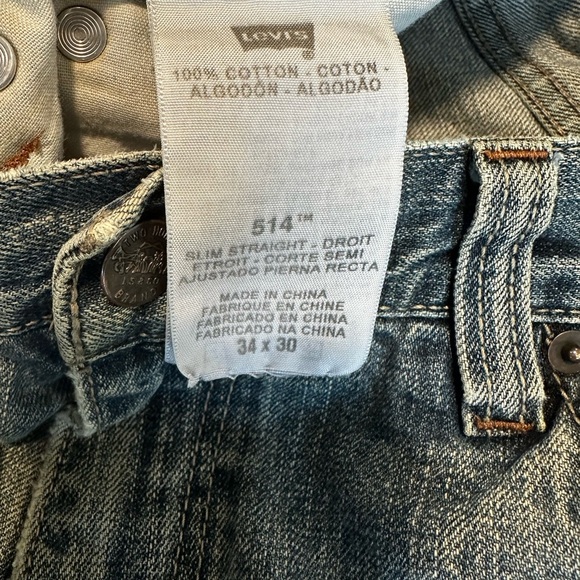 Levi's Y2K 514 Men's Jeans 34x30 Straight Leg Distressed Medium Wash. 5 Pocket. - Picture 6 of 16